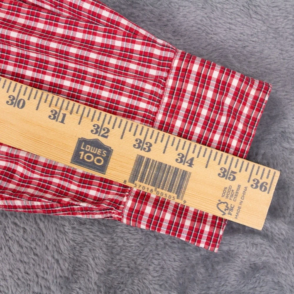 VTG Polo Ralph Lauren 90s Blake Two Ply Cotton Mens L Red White Plaid Shirt